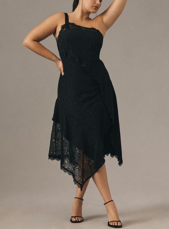 Anthropologie Dresses & Skirts - NWT Anthropologie One Shoulder Black Lace Asymmetrical Viscose Dress